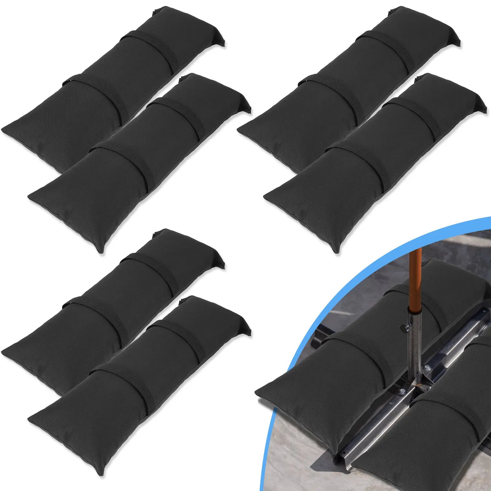 

4 to 6Pc Oxford Cloth Arched Sand Bags w/ Straps Weatherproof Fillable Sandbags Outdoor Tear Resistant Umbrella Base Weight Bags