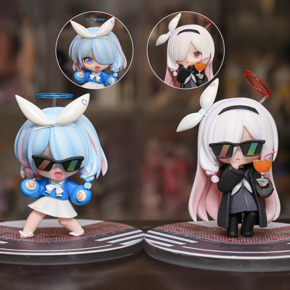 Beautiful Girl 8cm Blue Figure Anime Cute Chibi Desktop Standing Pose Animation Model Toy Gift Collection Ornament PVC