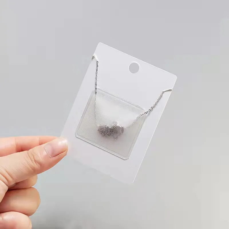 100pcs Chain Necklace Packaging Back Sticker Bag self-adhesive plastic Pouches 4.2*3.7cm DIY Handmade Jewelry Packing  Wholesale