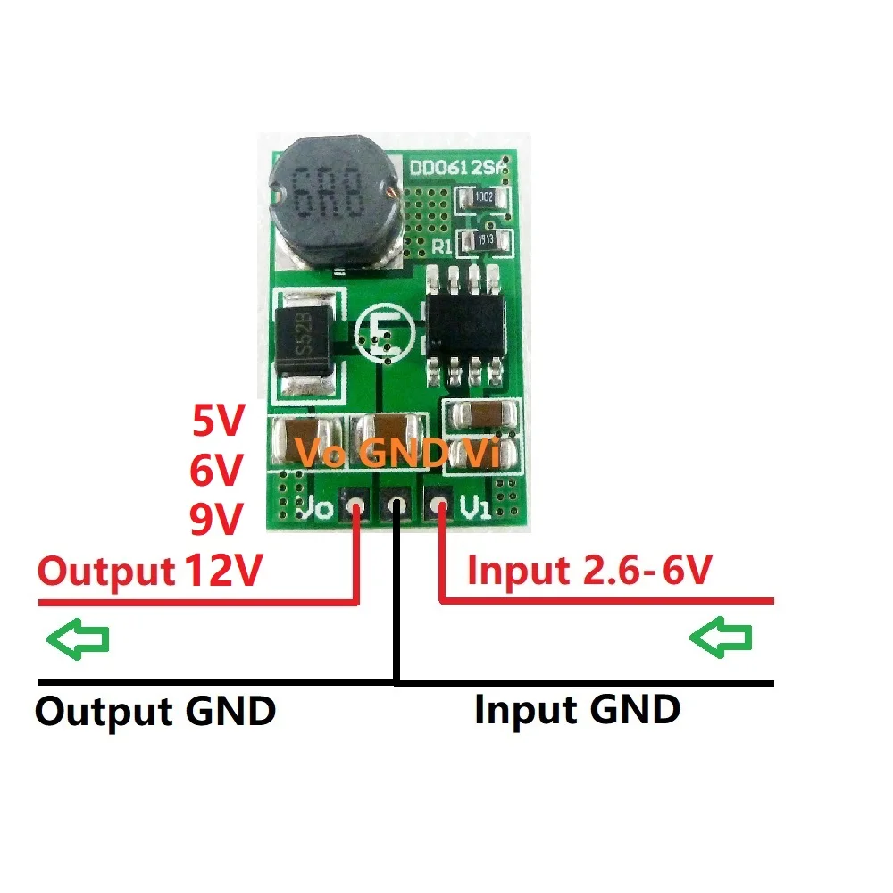 DD0612SA 3.5A DC-DC 3V 3.3V 3.7V 4.2V 5V ถึง 5V 6V 9V 12V Step-up Boost Converter แรงดันไฟฟ้าควบคุมแหล่งจ่ายไฟโมดูลบอร์ด Pro