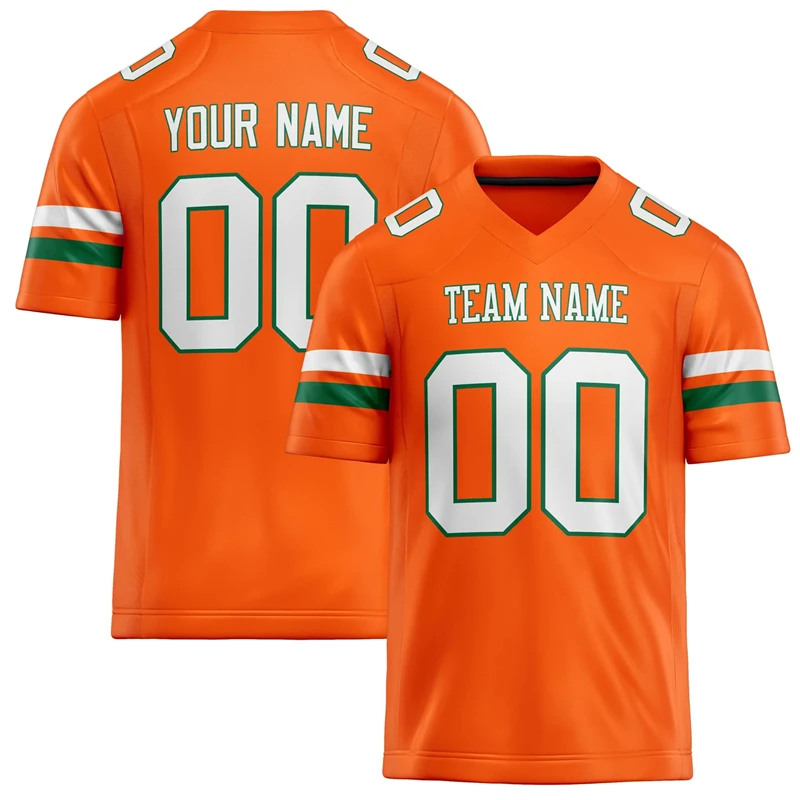 Customized Team Name Number Name Rugby T-shirt Personalized DIY V Neck Orange Mens Sports T Shirt Loose Quick Dry Team Uniform