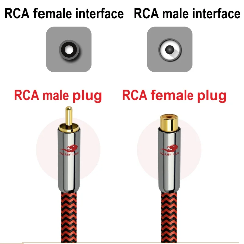 RCA Male to Female Stereo Digital Coaxial Audio Cable for Subwoofer Amplifier AV TV Video RCA Extension Cords