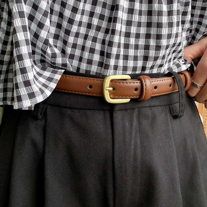 Hong Kong retro leather belt women 2024 New model with jeans decoration high-end feel waist belt women's genuine leather versati