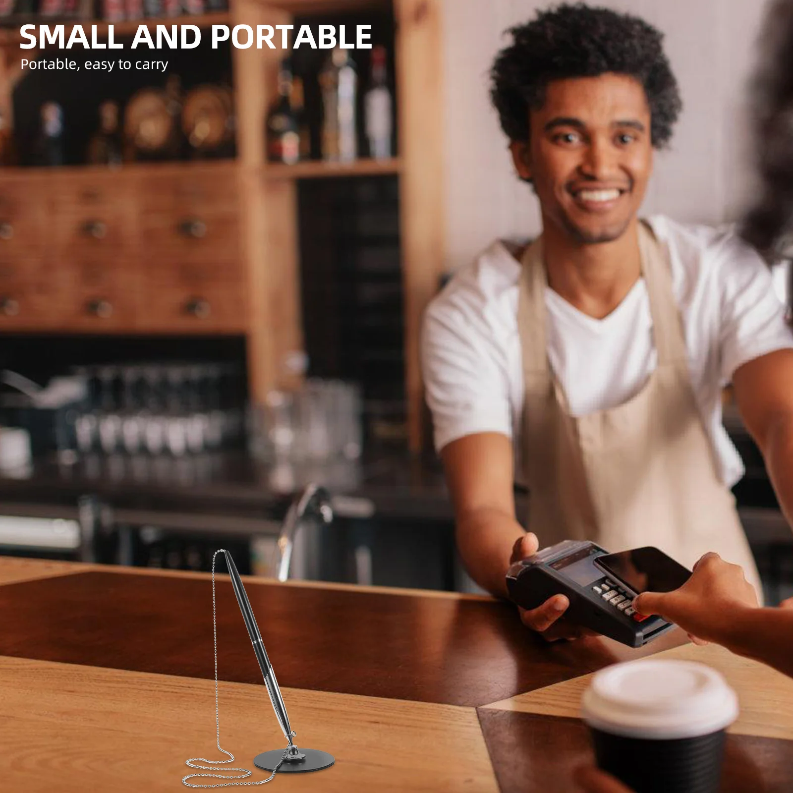 

1 set 1 Set Metal Chain Desktop Signature Office Business Writing Accessory Wear-Resistant Smooth Ink Countertop Signing Hotel