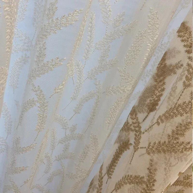 Screen Curtain Wheat Ear Embroidery White Window Screen Curtains For Living Room Bedroom French Window Balcony Floating Window