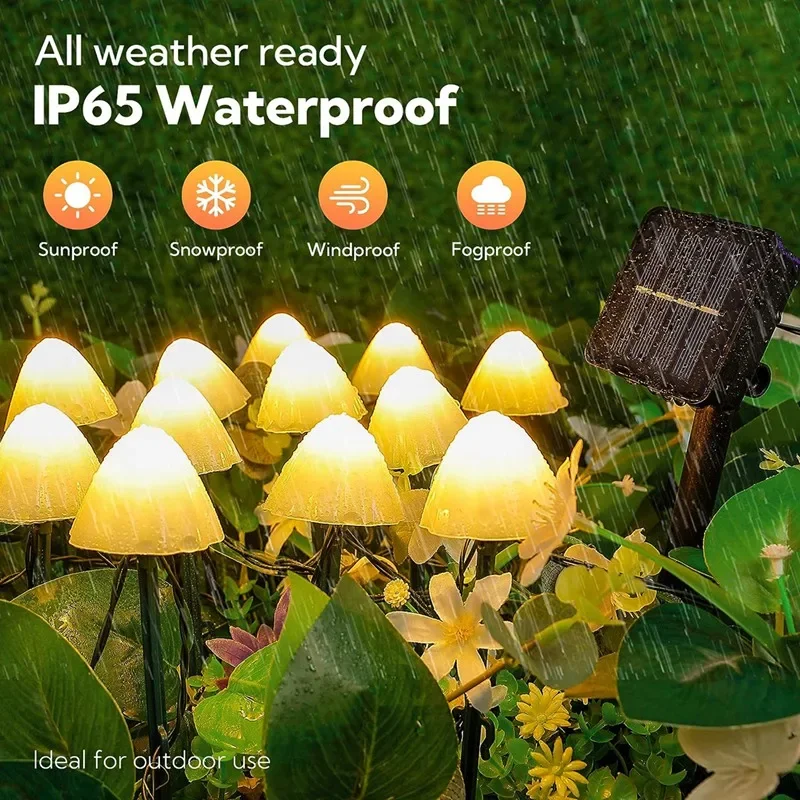 

Set Of 10/20Pcs 8 Modes Mushroom Solar Lights Solar Pathway Lights Outdoor Fairy Light For Garden Backyard Lawn Party Christmas