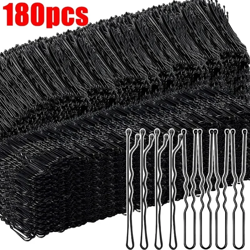 30/180Pcs Black Hair Clips U-Shaped Bobby Pin Invisible Wavy Hairpin Hairstyle Styling Metal Hair Grip Barrette Hair Accessories