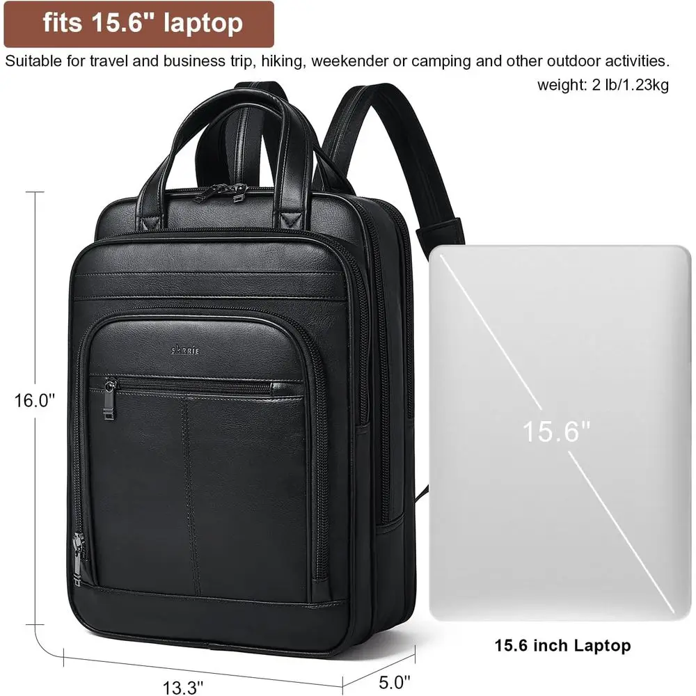 Sac à dos pour ordinateur portable Shrrie 15,6 pouces, sac à dos de travail BusinWork, sac à dos pour ordinateur portable durable ou pour le bureau, les voyages, l'université, noir bicolore