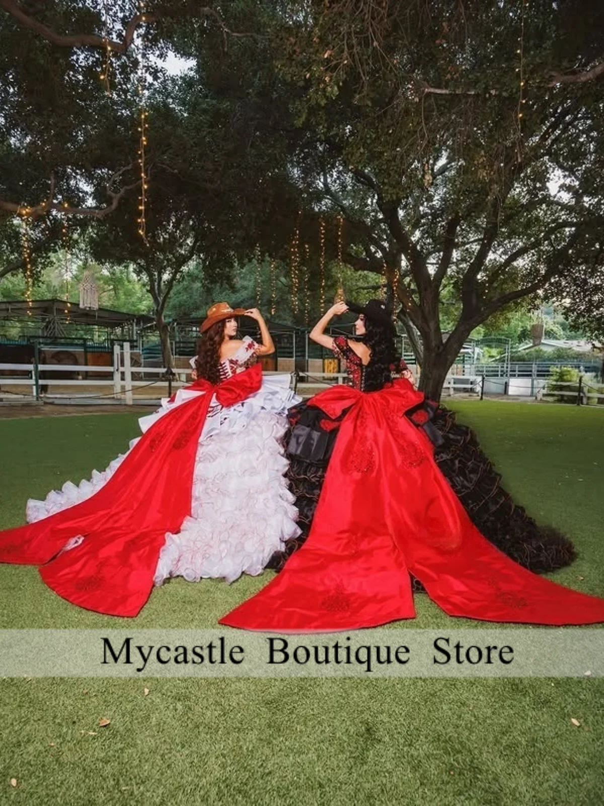 Wit Zwart Mexicaanse Rode Strik Borduren Quinceanera Jurk Afneembare Baljurk 2025, Strapless Sweet 15 16 Jurk Verjaardagsjurk