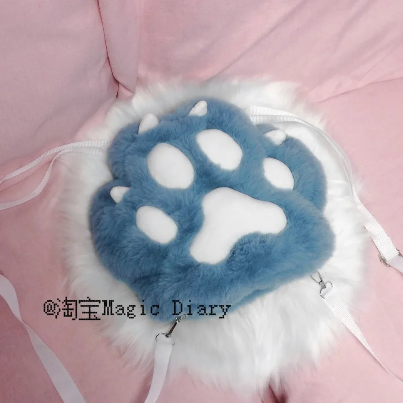 Imagem -06 - Cute Cat Paw Furry Plush Mochila para Mulheres Bolsa Macia Moda Versátil Sweet Girls Bolsa de Ombro Recheada Desenhos Animados Kawaii Bolsa Presentes