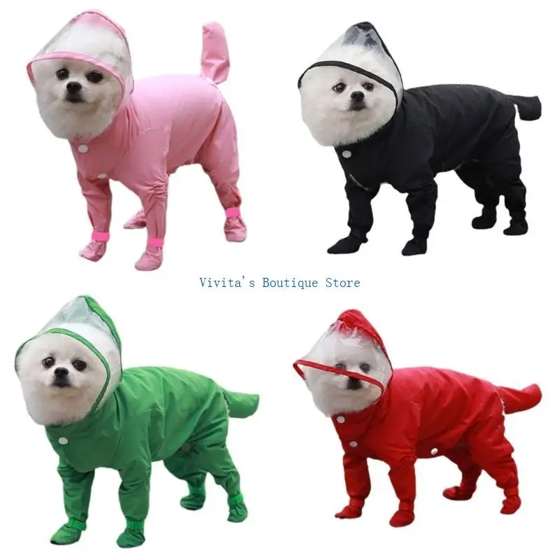 

Lovely Windproof and Rainproof Puppy Hoodies Rainwear Multi-size Pet Jumpsuits M76D