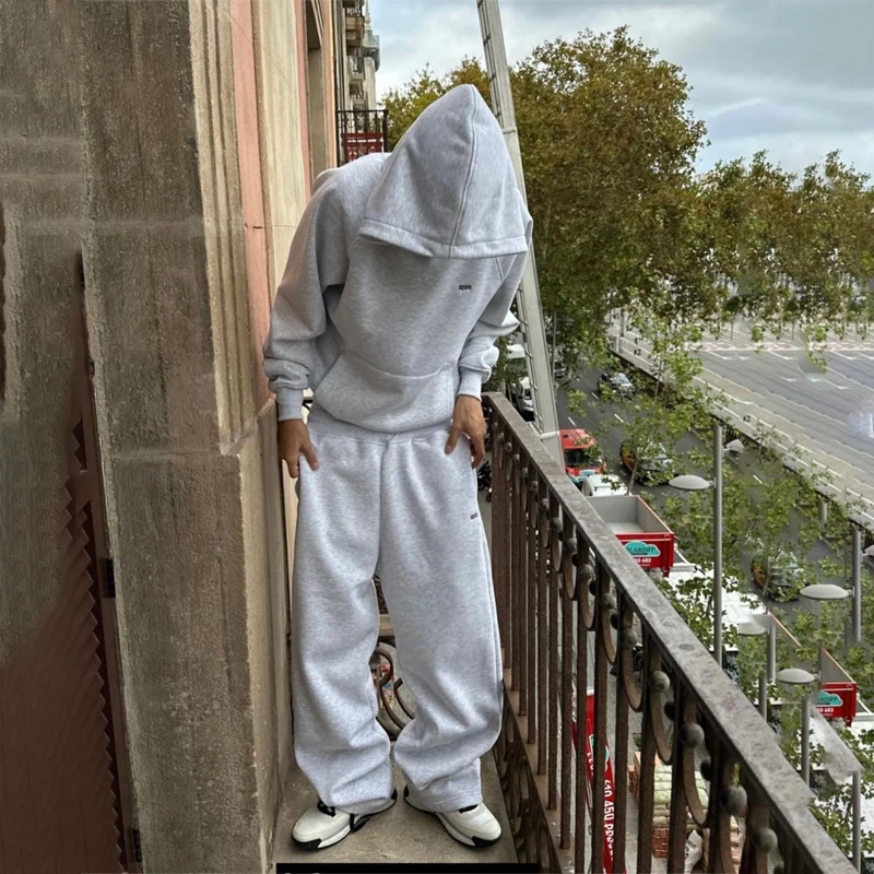 

Комплект: худи с вышивкой в стиле американского хип-хопа 6PM и спортивные брюки свободного кроя из хлопка, в стиле стритвир