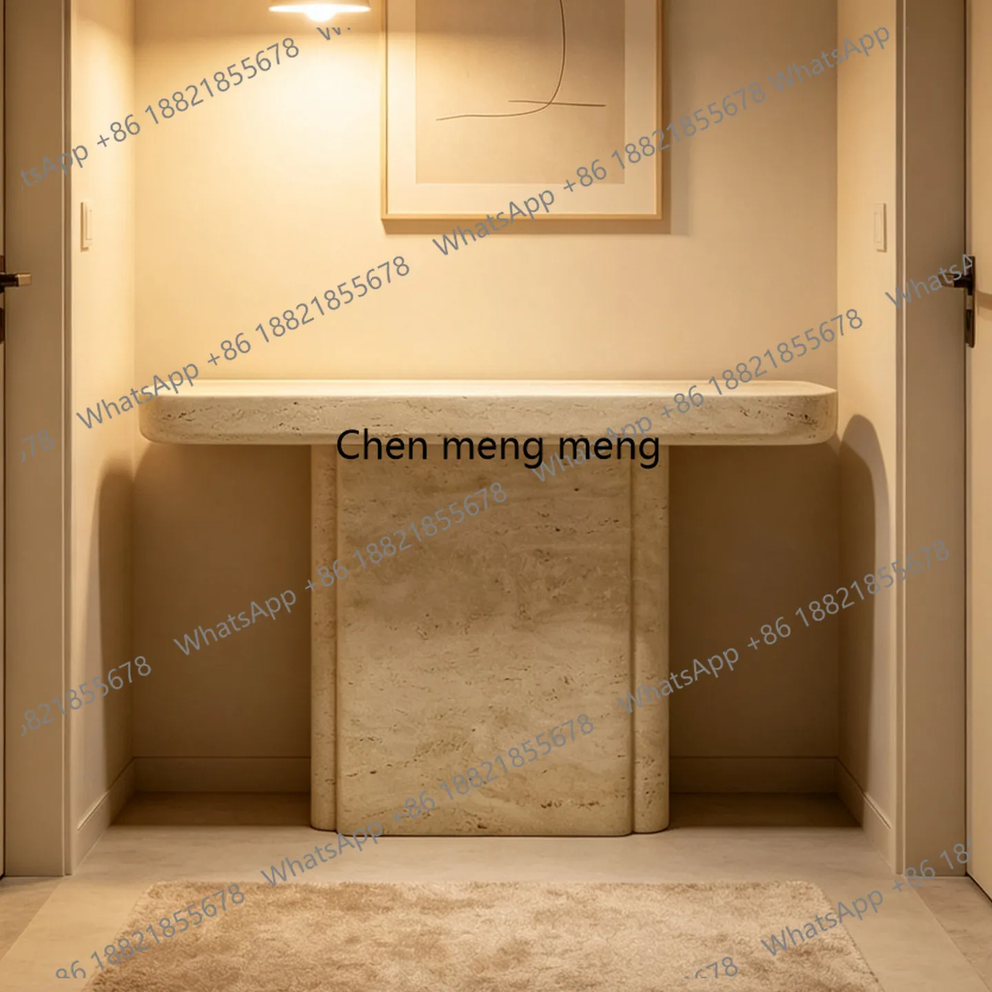 

Wabi Sansan Wind Light Luxury Home Travertine Entrance Platform End View Platform High-end Bar Nordic Minimalist Living Room