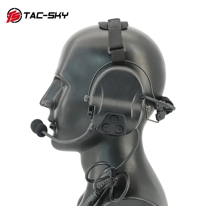 TS TAC-SKY Hearing Protection Silicone Earmuffs, Rear Headset Hunting Shooting Noise Canceling Tactical Headset +6-pin U94 PTT