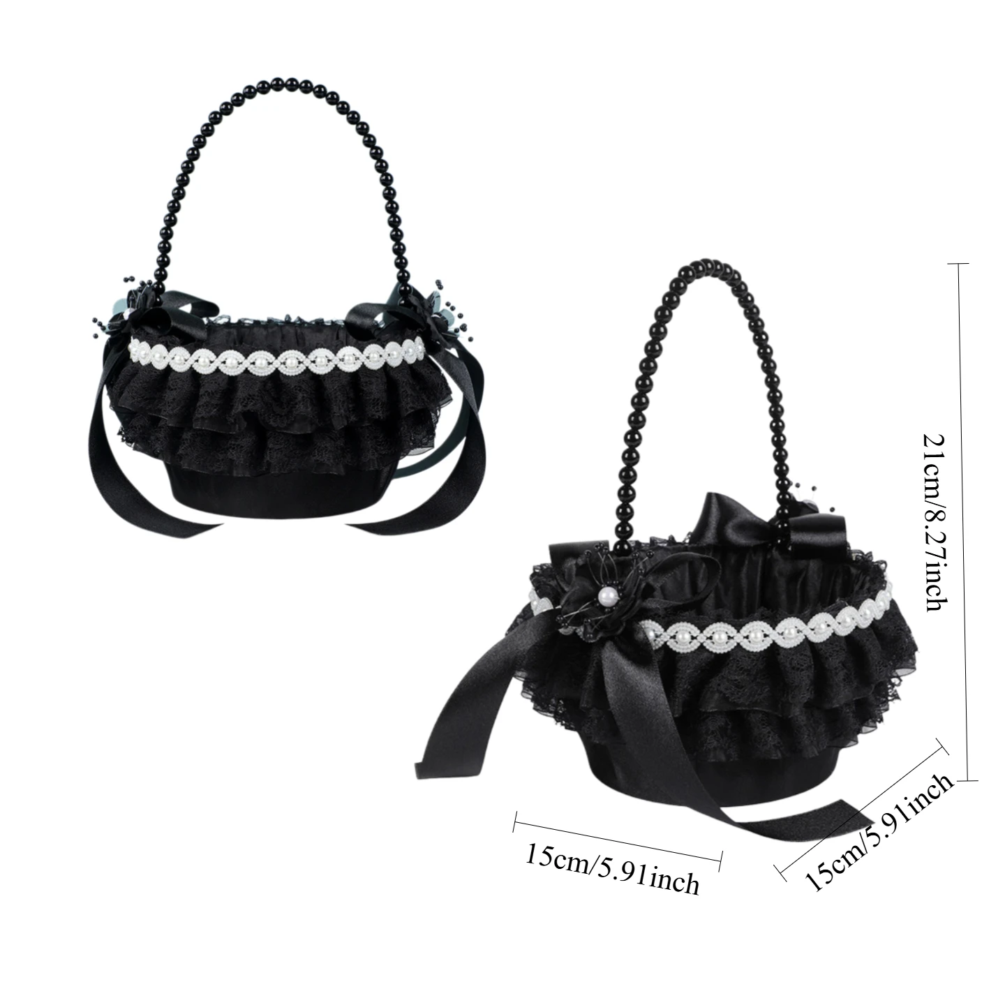 2 Pcs Wedding Black Flower Basket Girl  Western Flower Basket for Anniversary, Bridesmaids and Flower Girls