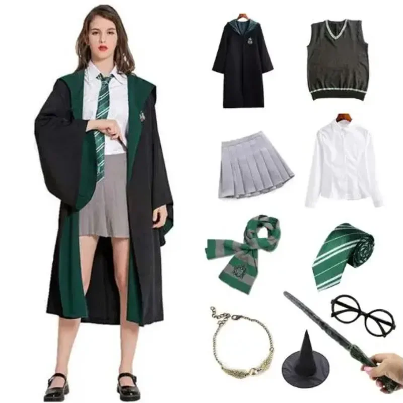 Magic Robe Cape Cosplay Potter Costume Hermione Suit Tie Scarf Wand Glasses Godric Gift Potter Cosplay Halloween Party Clothes