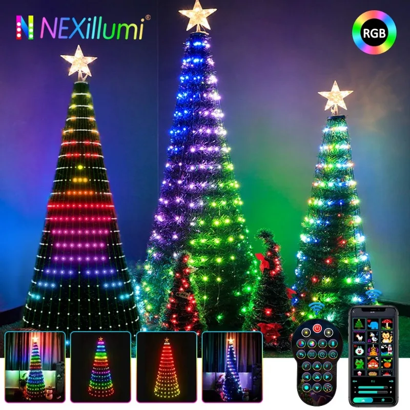 RGBIC Christmas Tree LED String Lights USB Bluetooth Fairy Lights Wedding Camping Outdoor Garden Room Decor LED Garland Light image 3