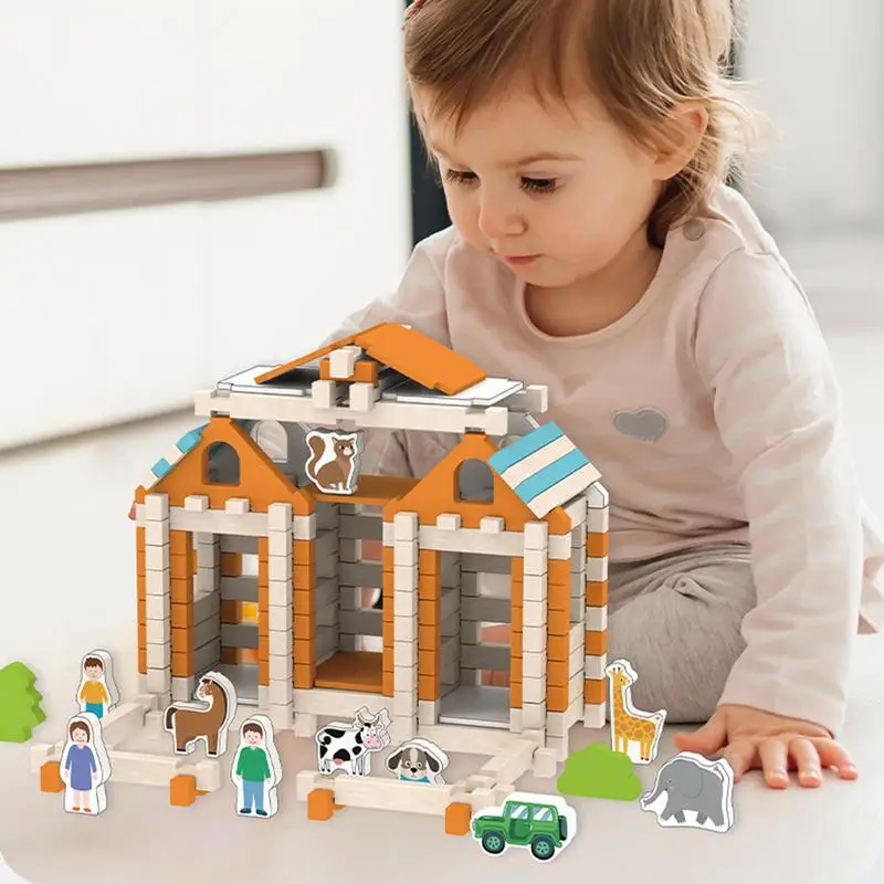 House Hands-On Building Wooden Toys Architecture Building Kit Architecture Building Kit Construction Building Model Set Creative