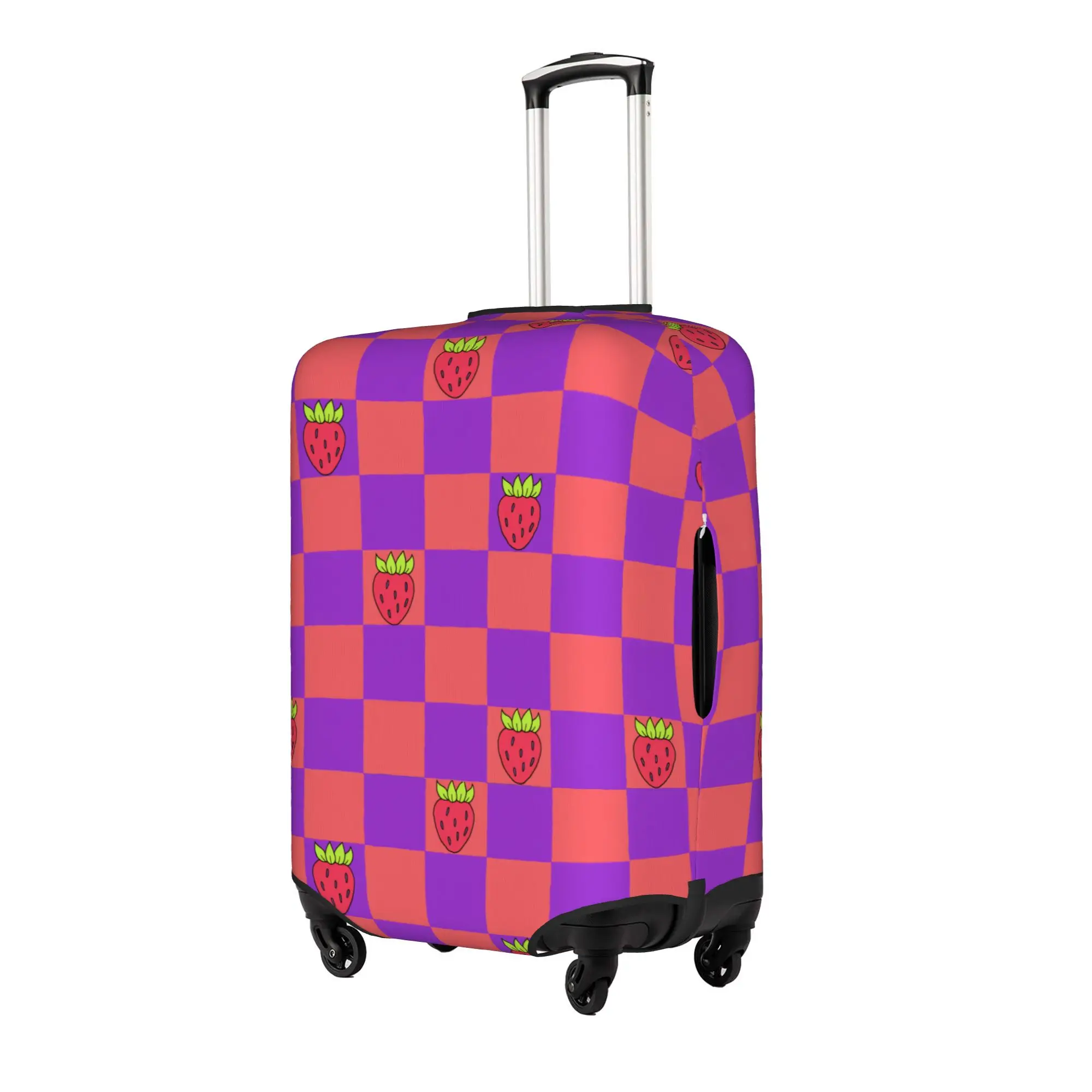 Cute Checkerboard Strawberry Luggage Cover Protector Dust Proof Fruit Coral Purple Travel Suitcase Covers
