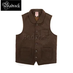 MBBCAR Mens Vest Heavy Wool Woollen Vest For Men Shawn Lapel Collar Vest Vintage Shawl Collar Vests Brown Warm Tweed Vest 3100