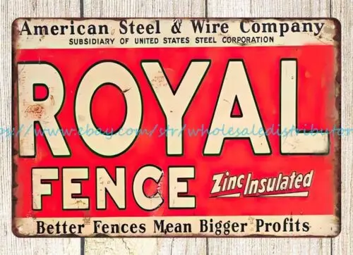 metal wall art bedroom American Steel Wire Co Royal Fence metal tin sign