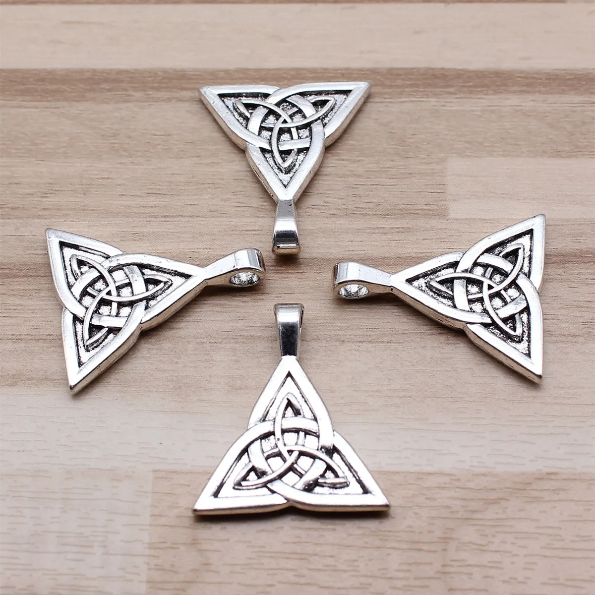 IFOCUS 4pcs/Lot Double Sided Triquetra Symbol Charms For DIY Jewelry Making Zinc Alloy 28x24mm/1.1x0.94inch