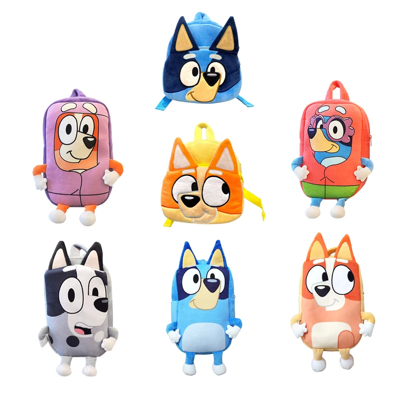 Bluey-Bolsa de felpa de dibujos animados para niños, Mini Mochila De felpa de Anime, bolsa de escuela de Bingo azul, bolsa suave para libros, regalos para niños