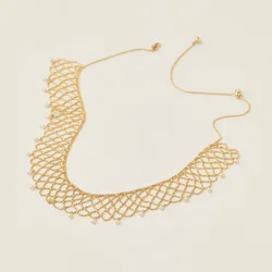 Sha Shuo's Net Necklace Design By Female Crowd Pearl Weaving Retro Egyptian Style Personalized and Elegant Clavicular Chain Gift