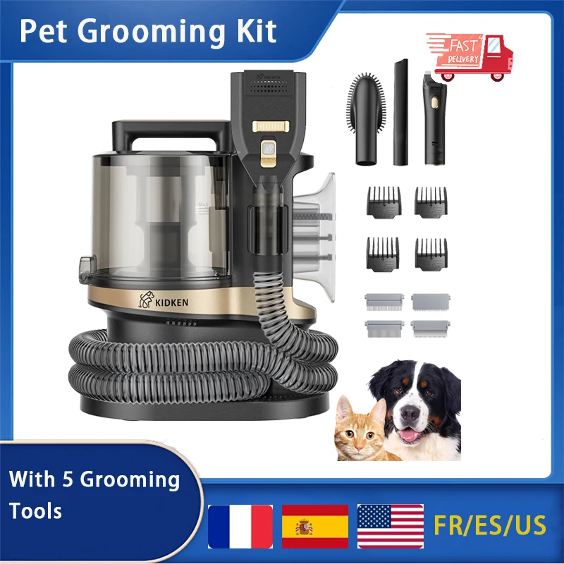 

Professional Pet Grooming Kit, Vacuum Suction, 99% Dog Clipper, Hair Clippers, 5 Grooming Tools for Cats and Animals