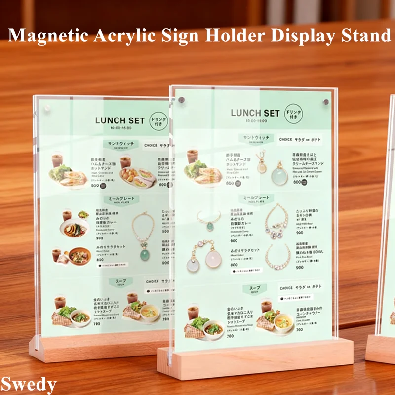 3 Porta Letreros Magnéticos Acrílicos Tamaño Carta A4 (8.5x11 Pulgadas), Soporte de Exhibición para Mesa, Porta Menús, Porta Folletos, Porta Documentos, Porta Pósteres