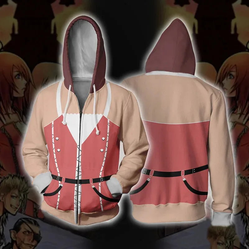 Moletom com capuz com zíper 3D Anime Kingdom Hearts Cosplay moletom com capuz masculino roupas jaqueta