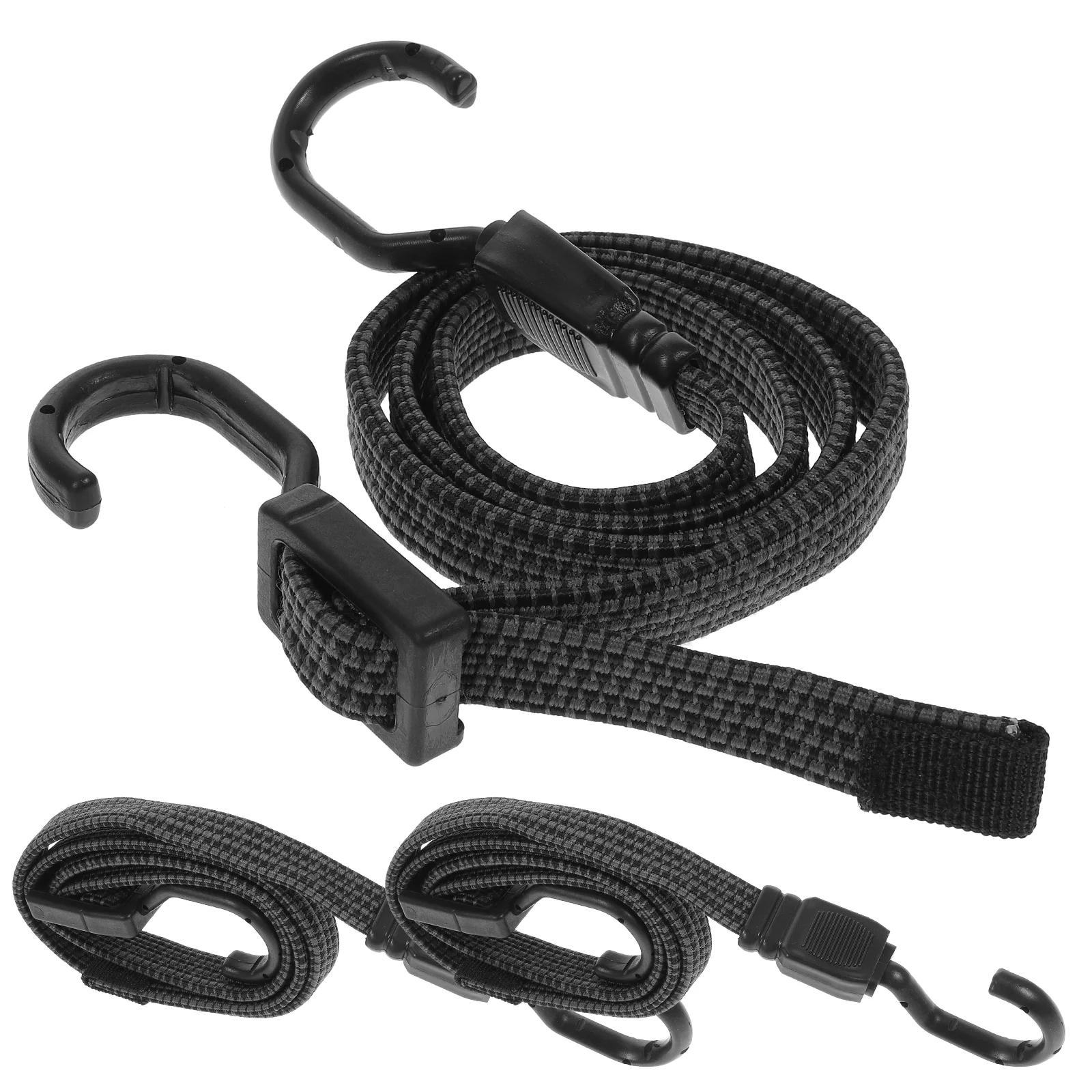 

3 Pcs Cargo Strap Elastic Straps Heavy Duty Bungee Cords with Hooks Adjustable Binding Ropes Portable Rubber Long Outdoor Black