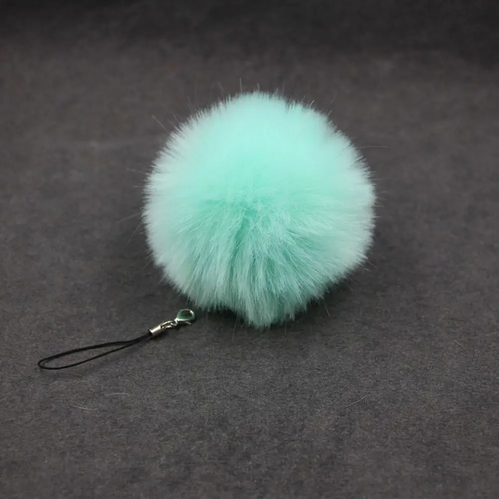 Jewelry Gifts Key Holder for Car Bag Pompoms Pendant Keyring Pom Pom Rabbit Fur Furry Ball Keychain