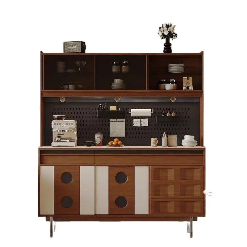 

French retro dining side cabinet integrated storage cabinet against the wall solid wood low cabinet