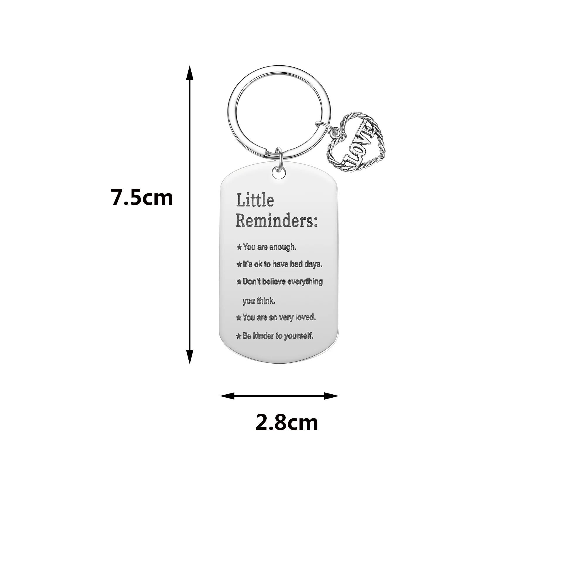 Heart Keychain Little Reminders You Are Enough It\'s Ok To Have Bad Days High Quality Stainless Steel Keyring Inspiration Gifts