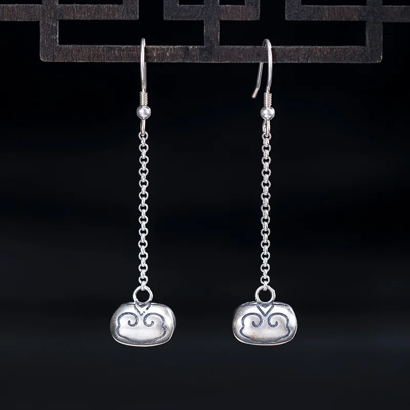 

Минималистичные длинные серьги-крючки с бахромой, серебряные украшения ручной работы S925, оригинальные изысканные и универсальные длинные серьги