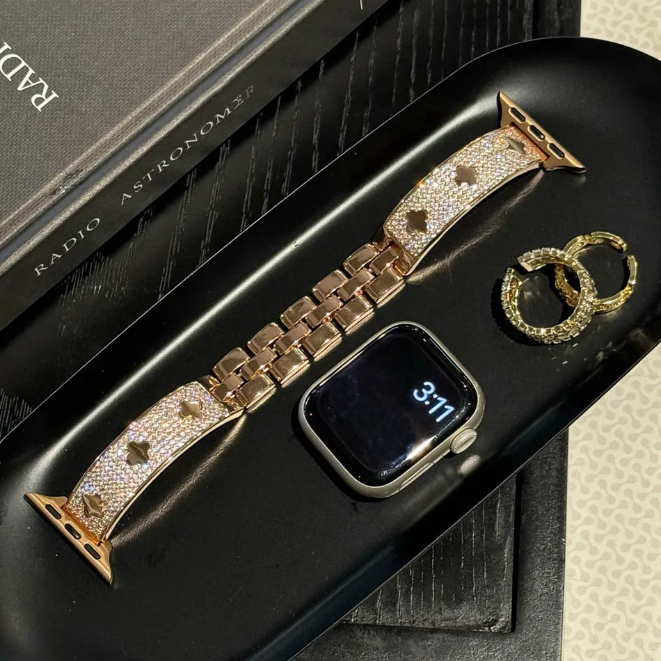 Luxe Fonkelende Diamanten Sieraden Band Voor Apple iWatch Serie UItra 10 9 8 7 6 SE Horlogeband 42 40 41 38 49 45 44 46mm Armband