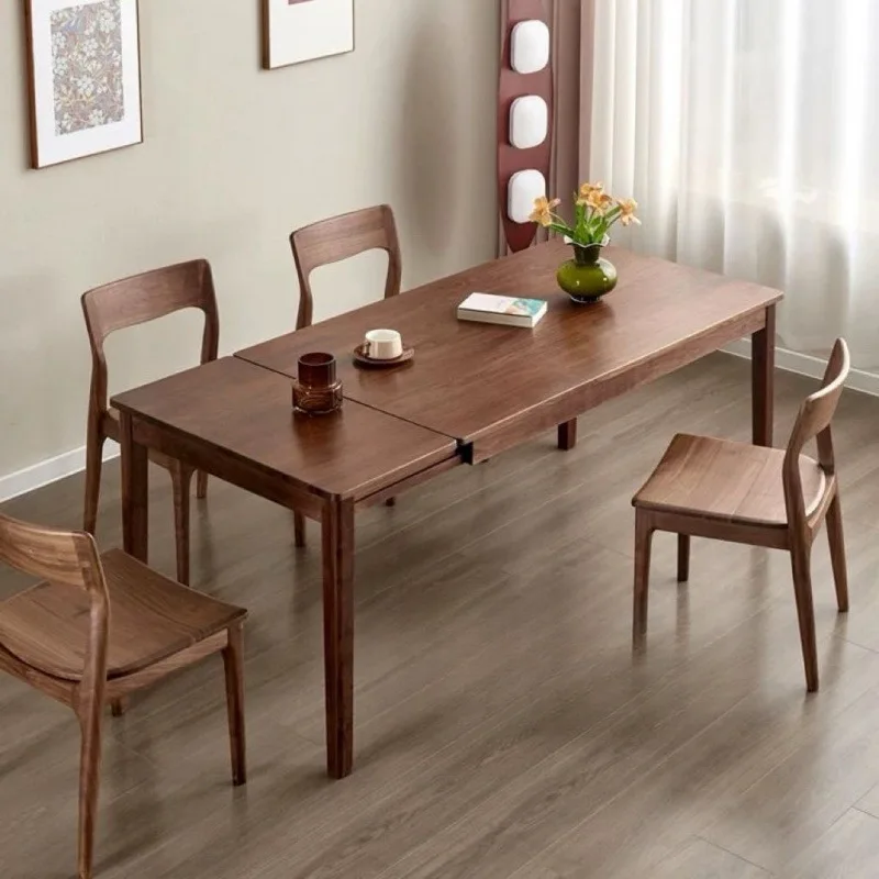 

Retro solid wood retractable dining table combination modern household simple retractable dining table rectangular small apartme