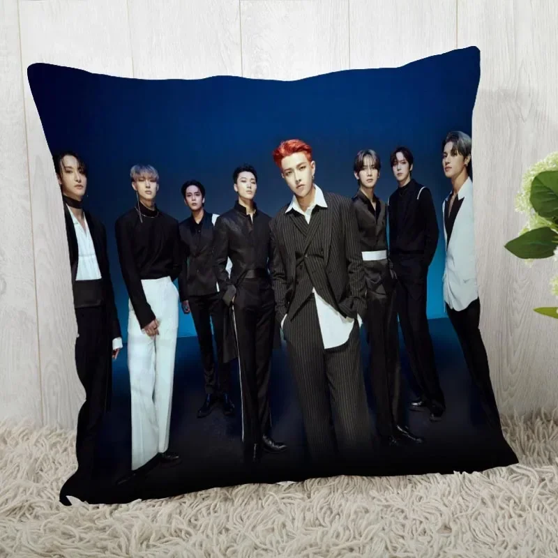 Custom Ateez KPOP Square Pillowcase Custom Zippered Pillow Cover Case 45x45cm(One Side) 04.1