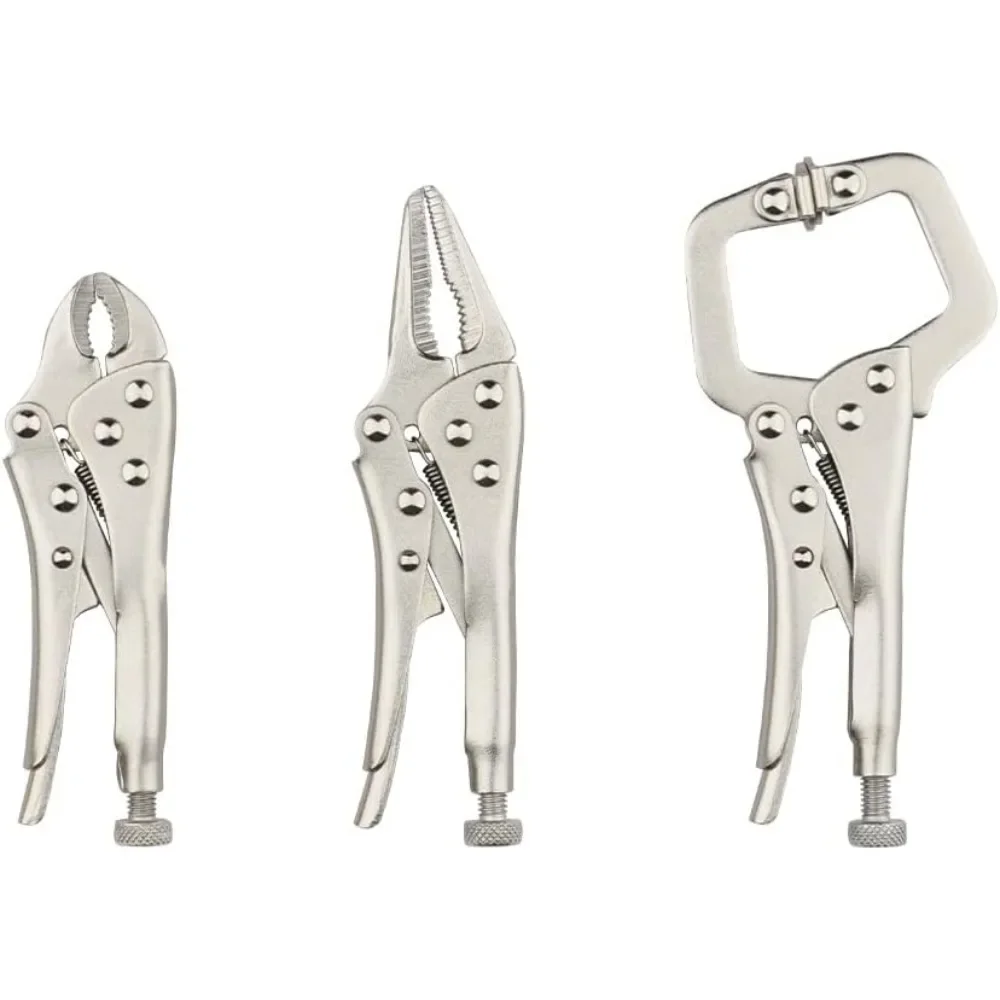 7/10/11 Inch Curved Jaw Locking Pliers Alloy Steel with Wire Cutter, Adjustable Vice Grip Pliers for Workshop Clamping Repair