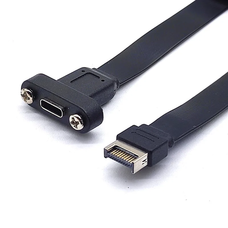 A-Key Type-E To Type-C PCI Bracket Cable 10Gbps USB3.2 Flat Extension Cord Front Panel Chassis Adapter Wire