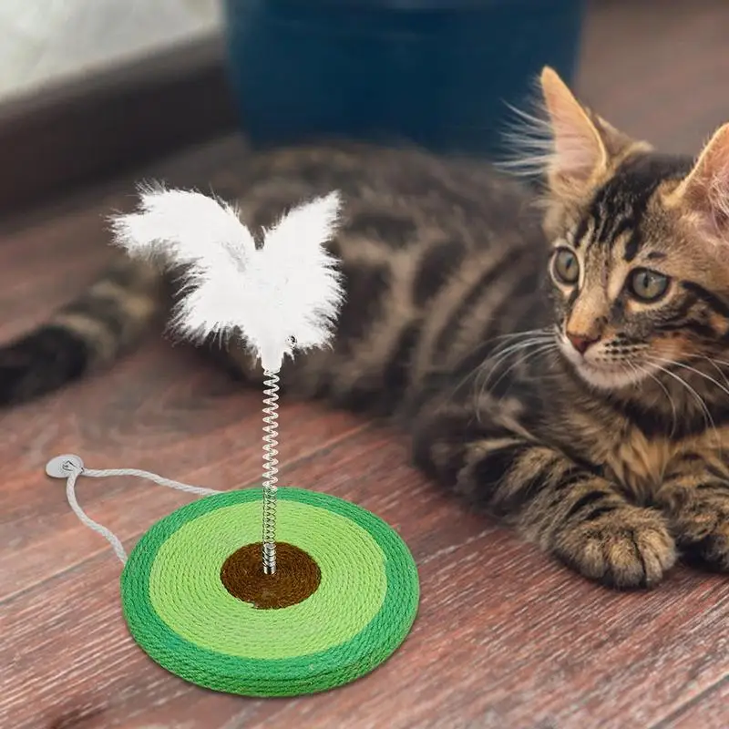 Cat Toy With Feathers 2 In 1 Cat Feather Wand Interactive Cat Teaser Toy With Sisal Twine & Spring Creative Cat Teasing Toy