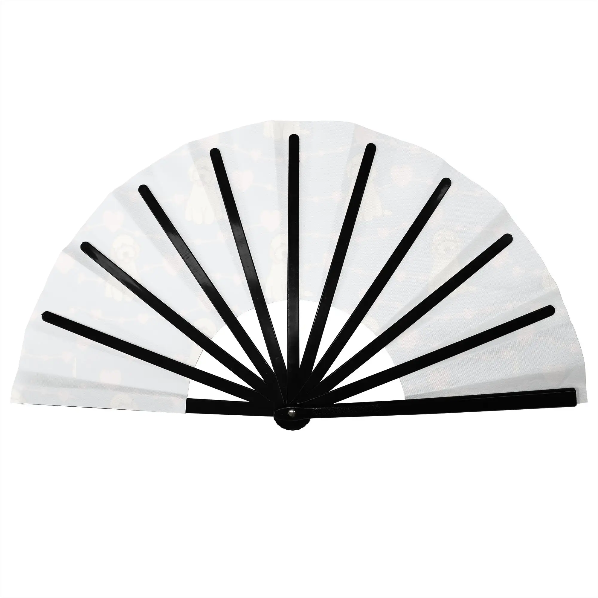 Love Dog Poodle Traditional Folding Fan Oriental Art Pet Puppy High-Quality Polyester Fans Gift  Exquisite Decorative Hand Fan