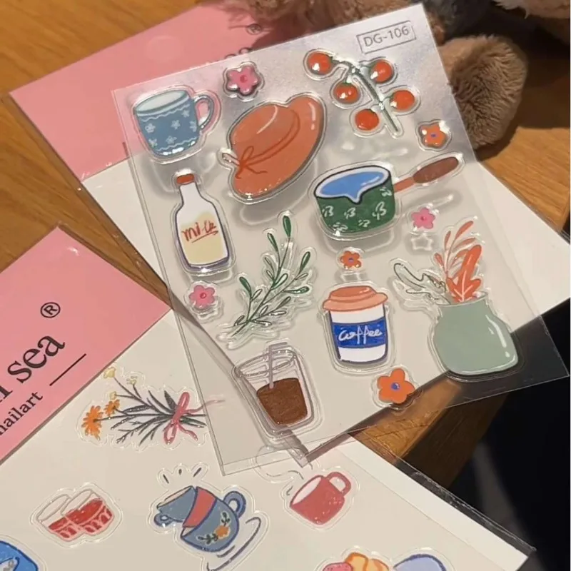 

Cute Cartoon Autumn Outing Jelly Relief Stickers - 3D Resin Decals for Phone Cases Tablet Laptop Waterproof DIY Decor for IPhone