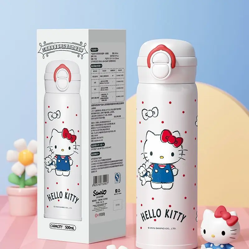 

Sanrio Hello Kitty Cinnamoroll Kuromi Melody Cartoon Cute Print 316 Stainless Steel Portable Thermos Mug Student Hot Water Cup