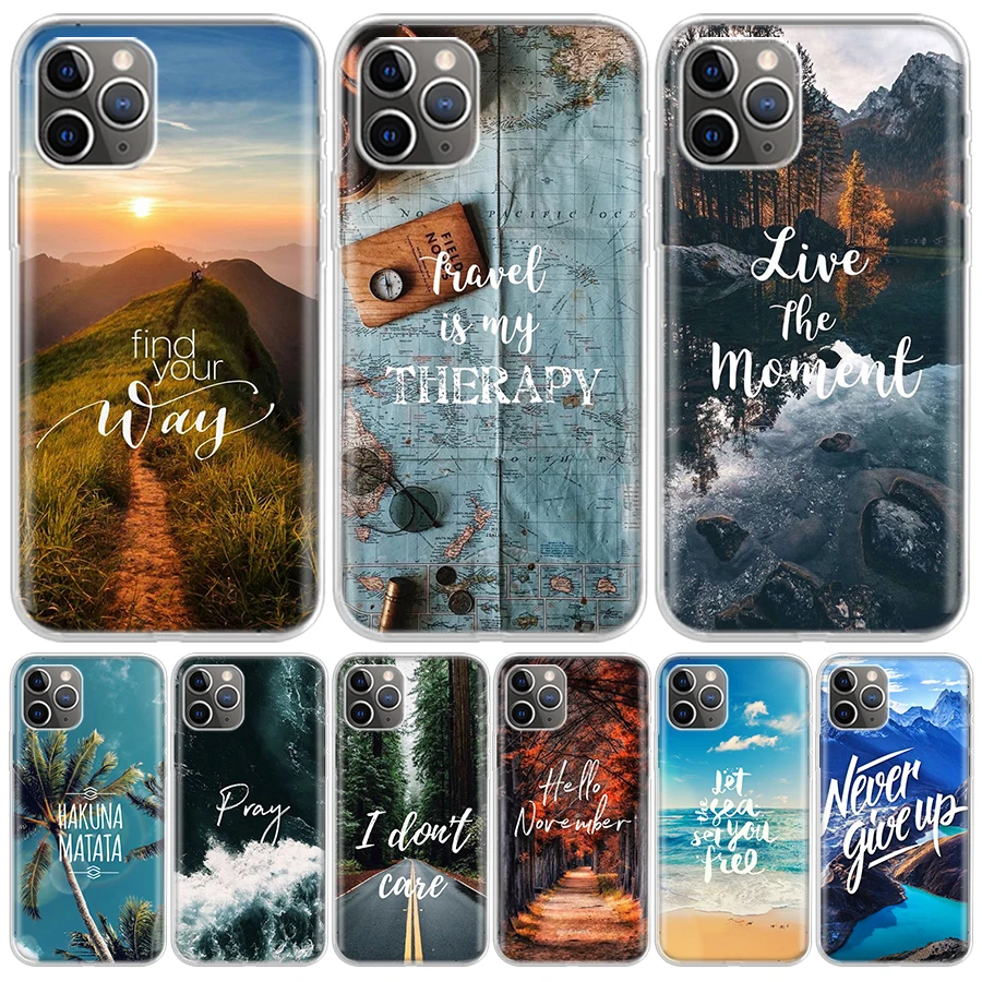 Travel Mountain Beach Proverb For iPhone 16 15 14 13 12 11 Pro Max Phone Case X XS XR 7 Plus Print 8 SE Apple Fundas Cover Coque