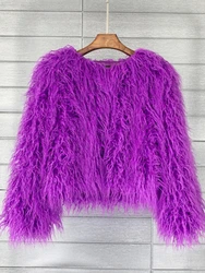 Kleurrijke Warm Faux Vrouwen Bontjas Zwart Wit Roze Pluche Jas Vrouwelijke Jas Bont Herfst Winter Shaggy Bovenkleding High Street 2022