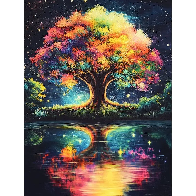 

GATYZTORY Painting By Numbers Kits For Beginner Colorful Tree Landscape Oil Paints Unique Gift Framed Oil Acrylic Paints Home Ar