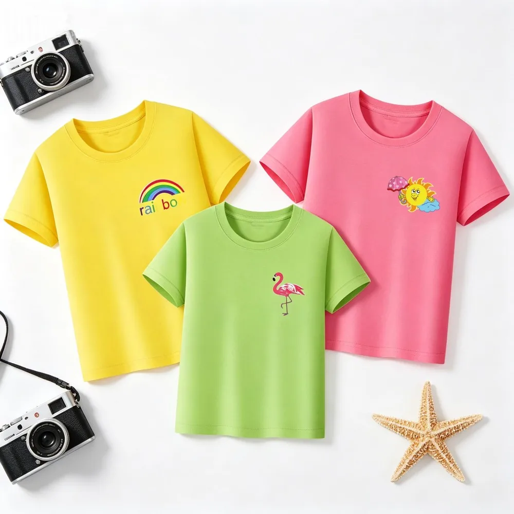 Cotton Girls T Shirts Teenagers Toddler Baby Cute 1 to 2 4 5 6 7 8 9 10 11 12 13 14 Years Pink Yellow Green Tshirt Flamingo Tees