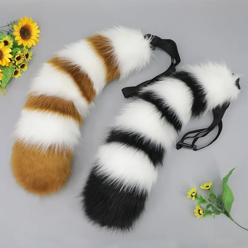 

Simulation Raccoons Ear Headband Wolf Tail Cosplay Performance Props Anime Plush Beast Tail Halloween Dress Up Props Accessories